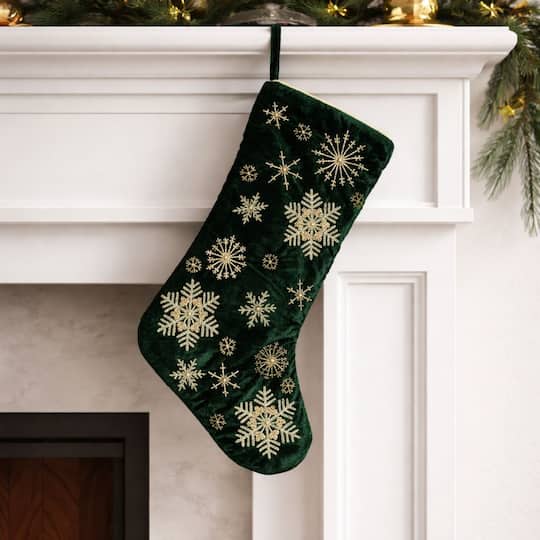 Melrose 19.5" Velvet Snowflake Christmas Stockings, 2ct.